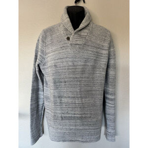 Banana Republic Cotton Blend Men's fisherman Shawl Collar Sweater Gray Size LG